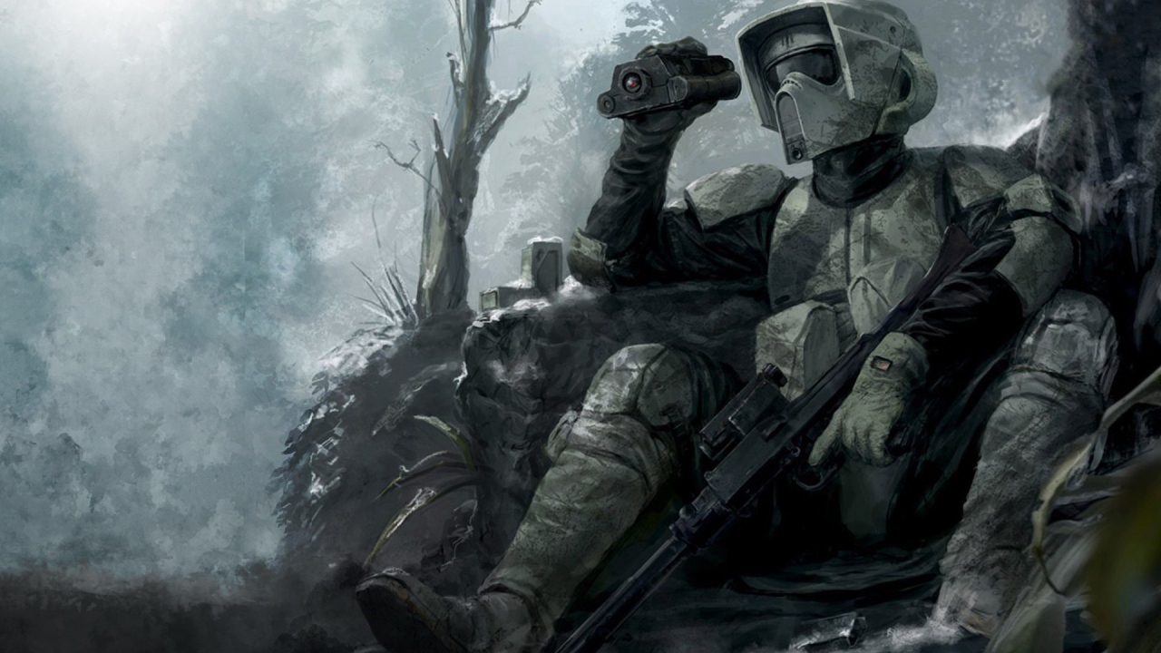 Воин из Star wars с оружием