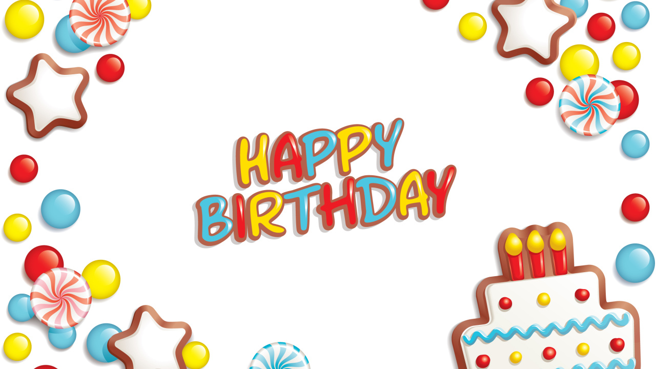 Весёлая картинка на день рождения, белый фон