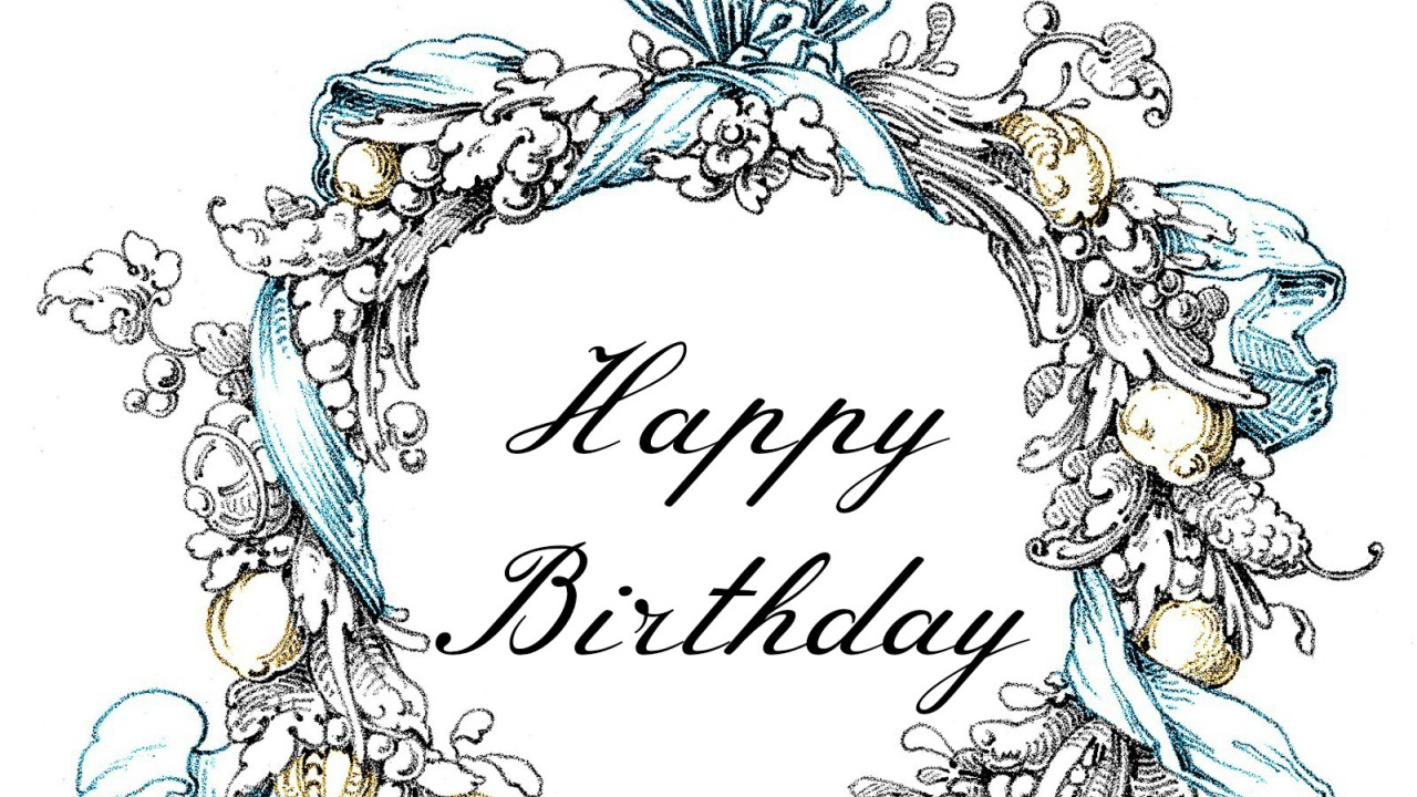 Поздравительная картинка на день рождения, белый фон