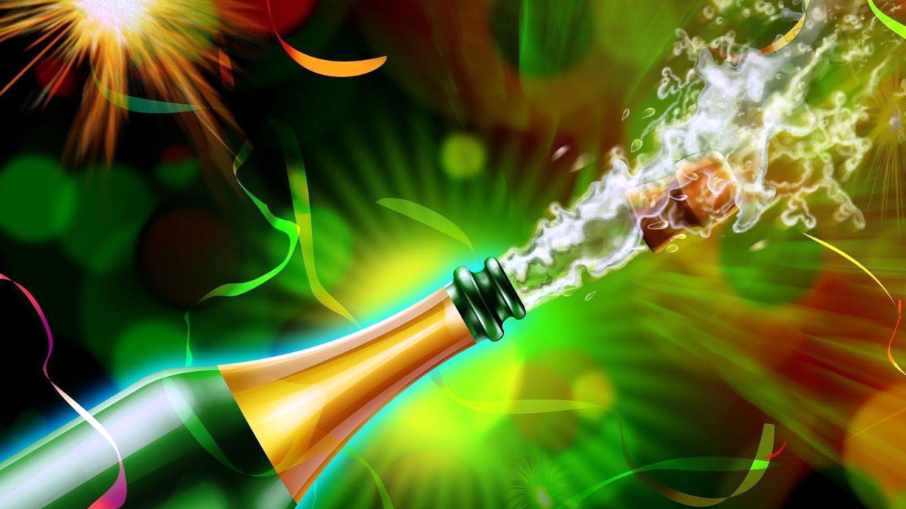 Счастливого Нового Года, открытие шампанского