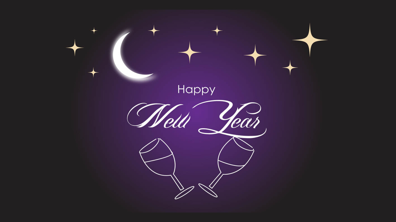 Счастливого нового года, фиолетовый фон