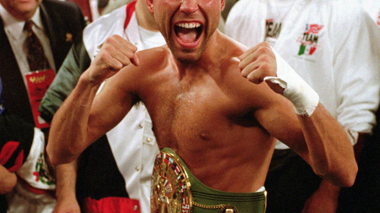 Boxer Oscar Dela Hoya and his belt