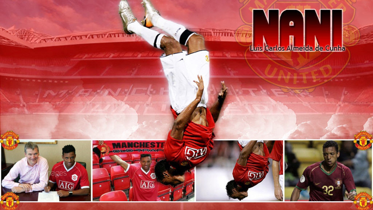 Полузащитник Манчестер Юнайтед Луиш Нани делает сальто