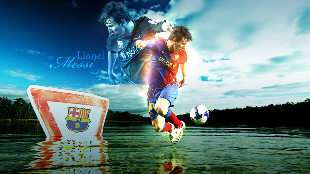 Игрок Барселоны Лионель Месси дриблинг