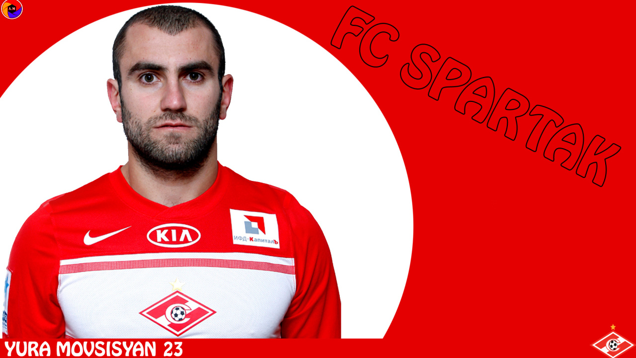 the Moscow Spartak Yura Movsisyan on red background
