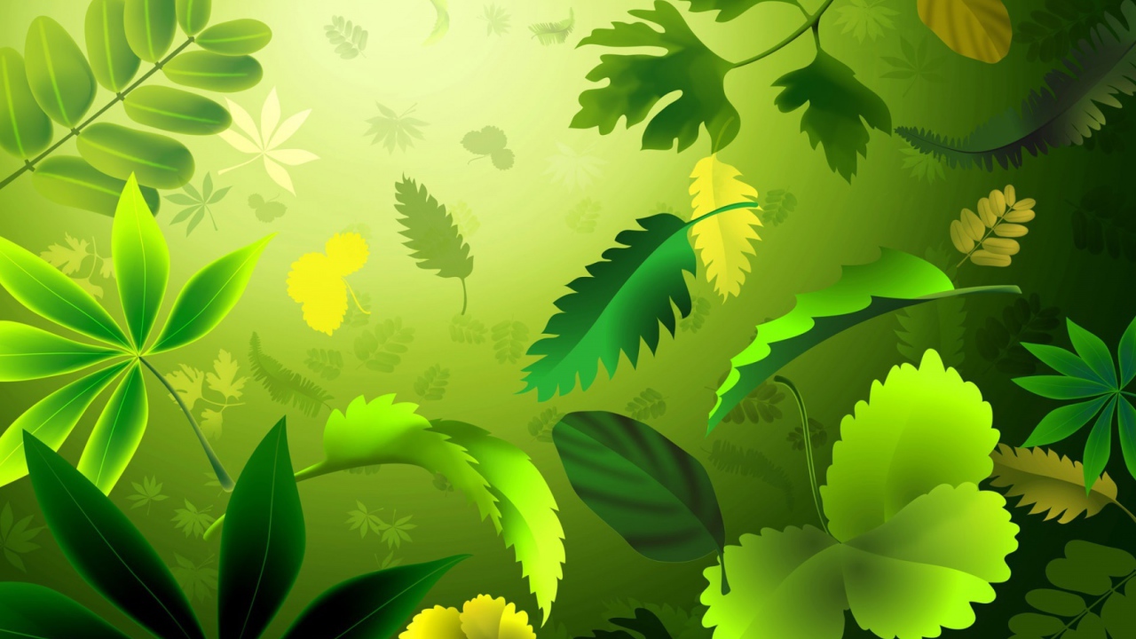 Зеленые листья 3Д