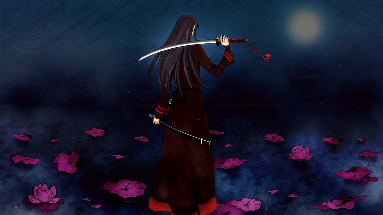 Девушка на воде с мечом