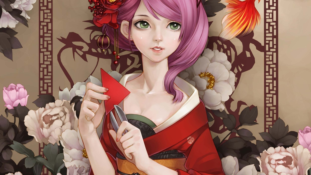 Девушка с розовыми волосами