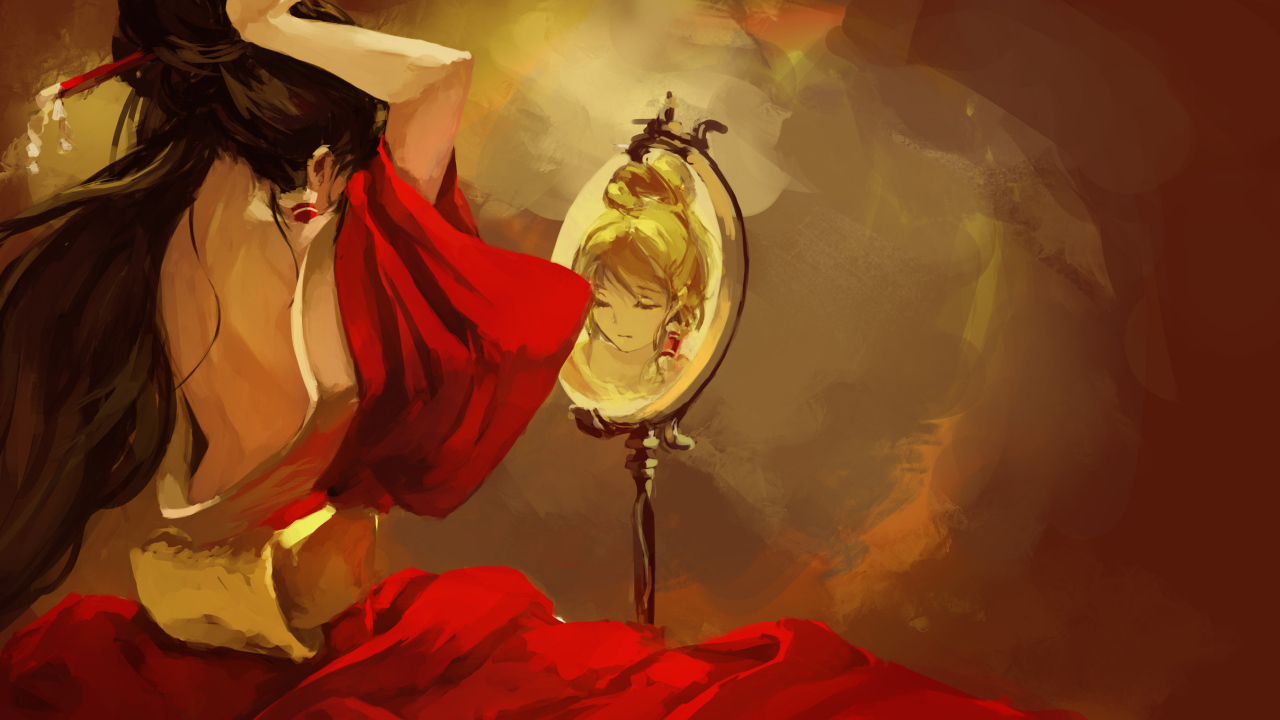 Девушка около зеркала