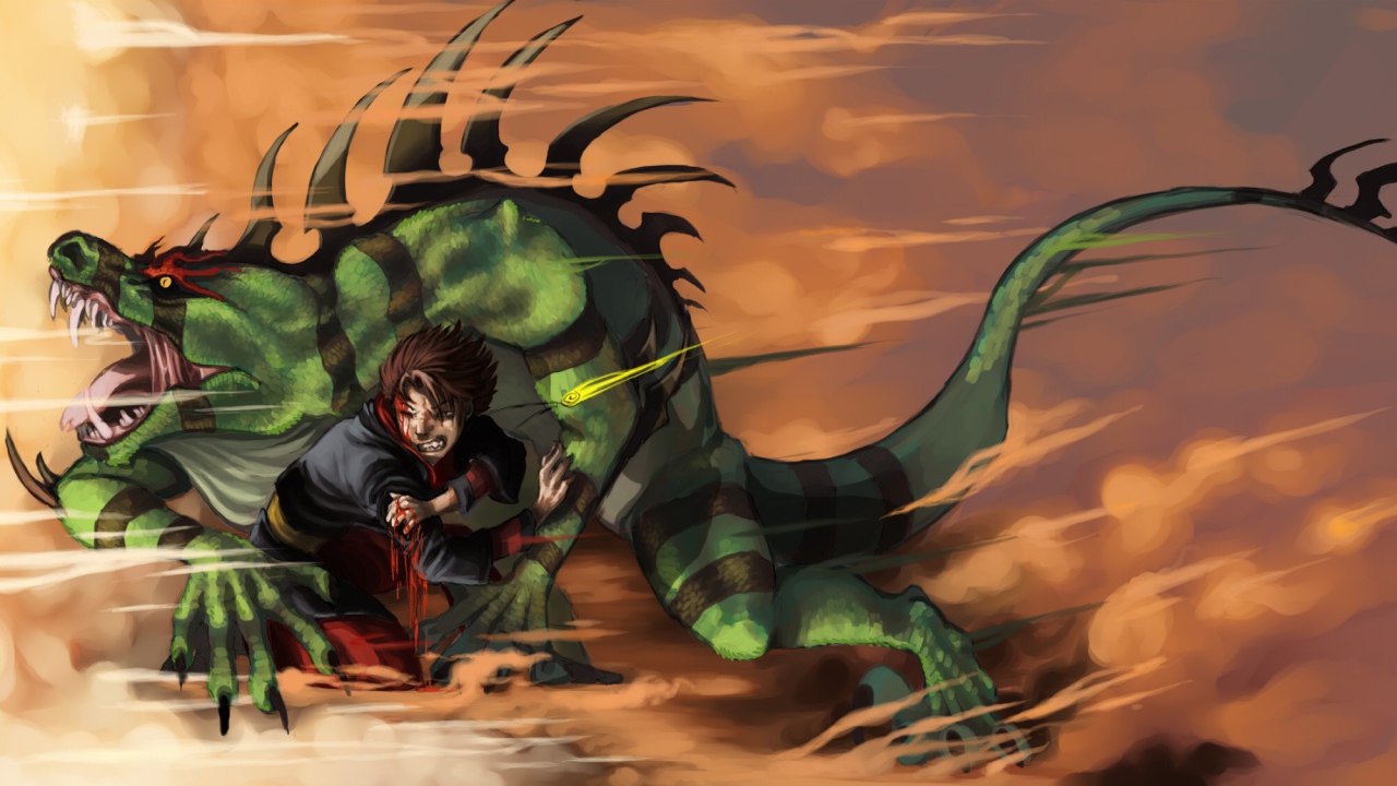 Борьба мальчика с зеленым драконом