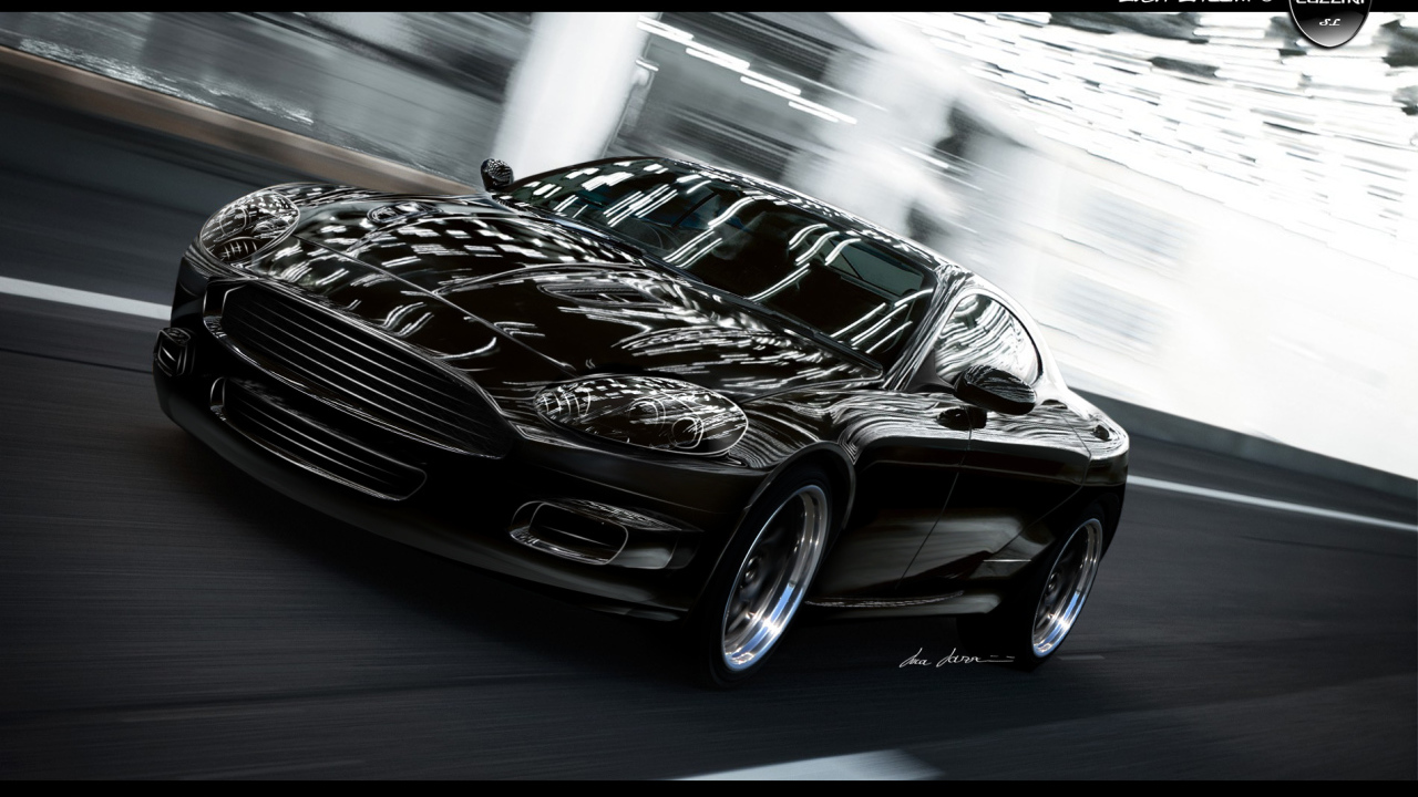 Автомобиль Aston Martin db9 на дороге