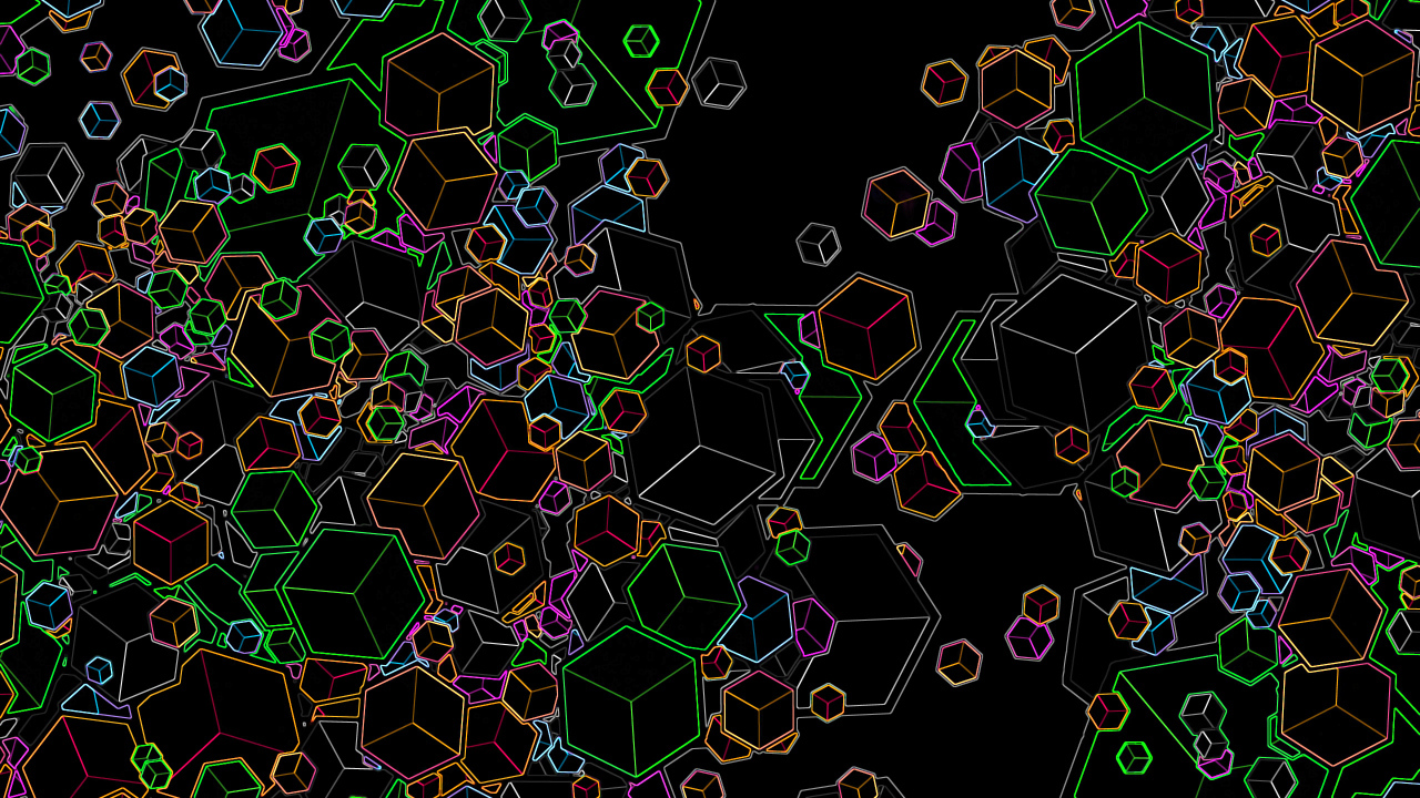 Черные обои с красочными фигурами