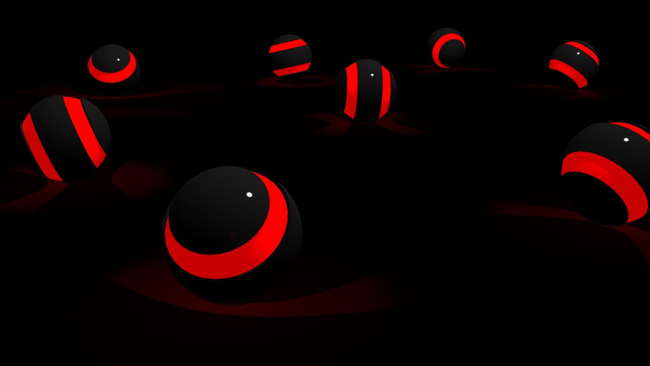 Черные обои с красными шарами