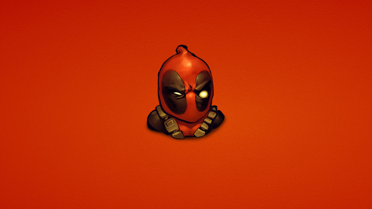 Deadpool on a red background