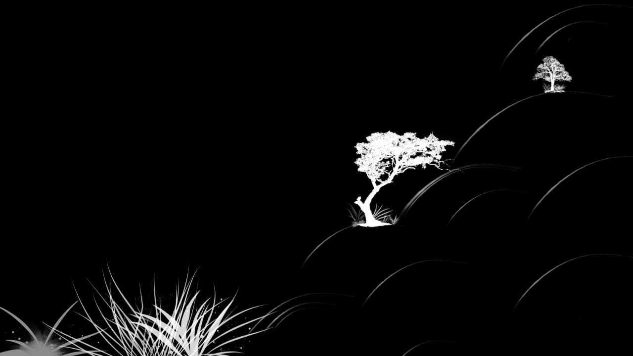 Растительность на черных обоях