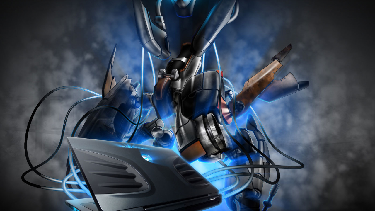 Робот с ноутбуком HP