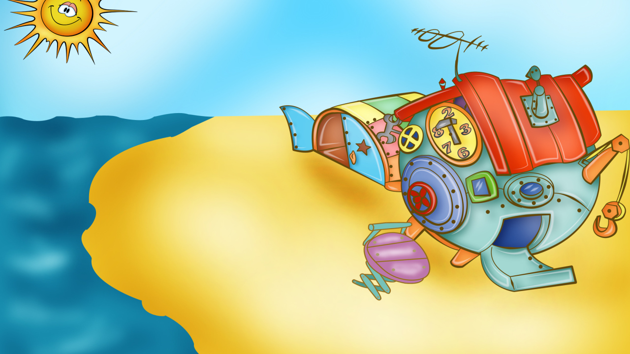 Пляж в мультфильме Смешарики