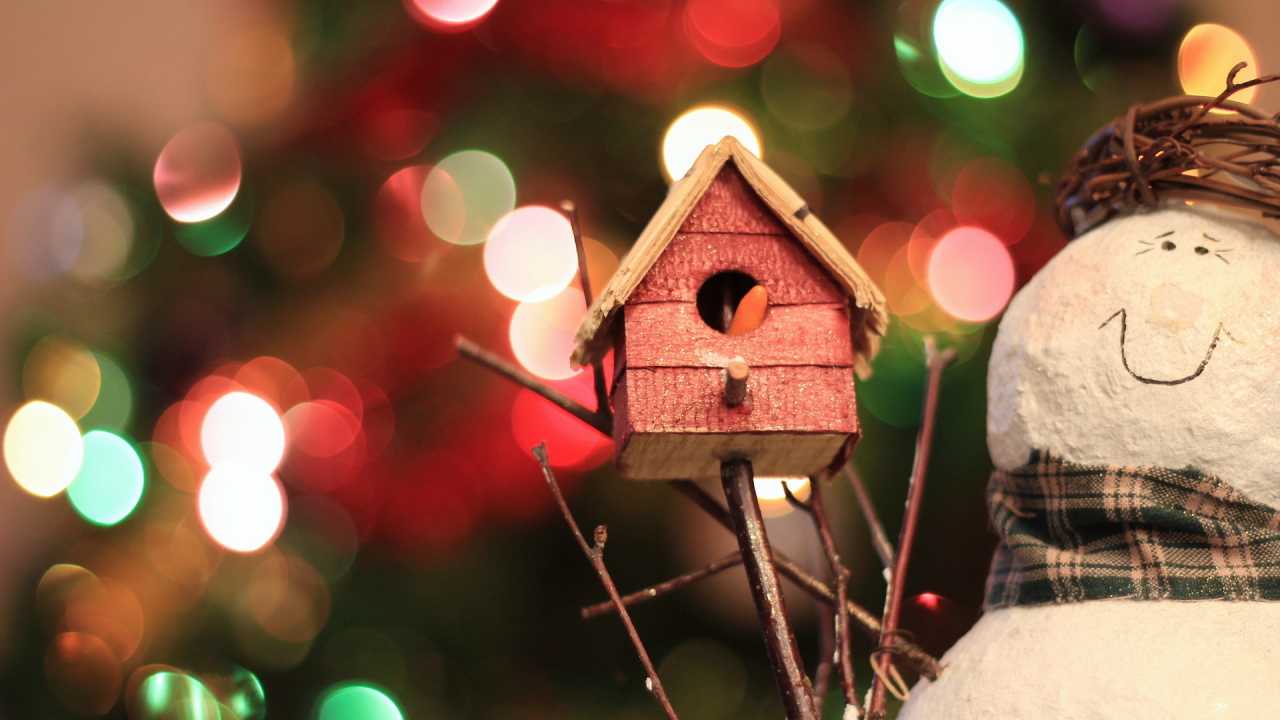 Снеговик с домиком для птиц