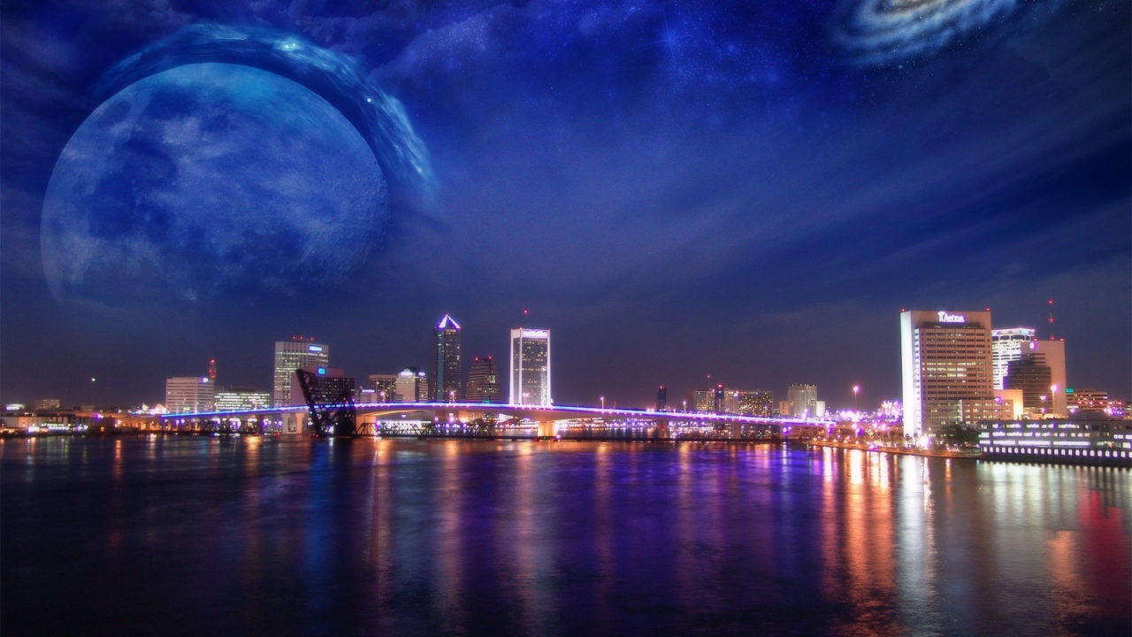 Ночной город в выдуманном мире