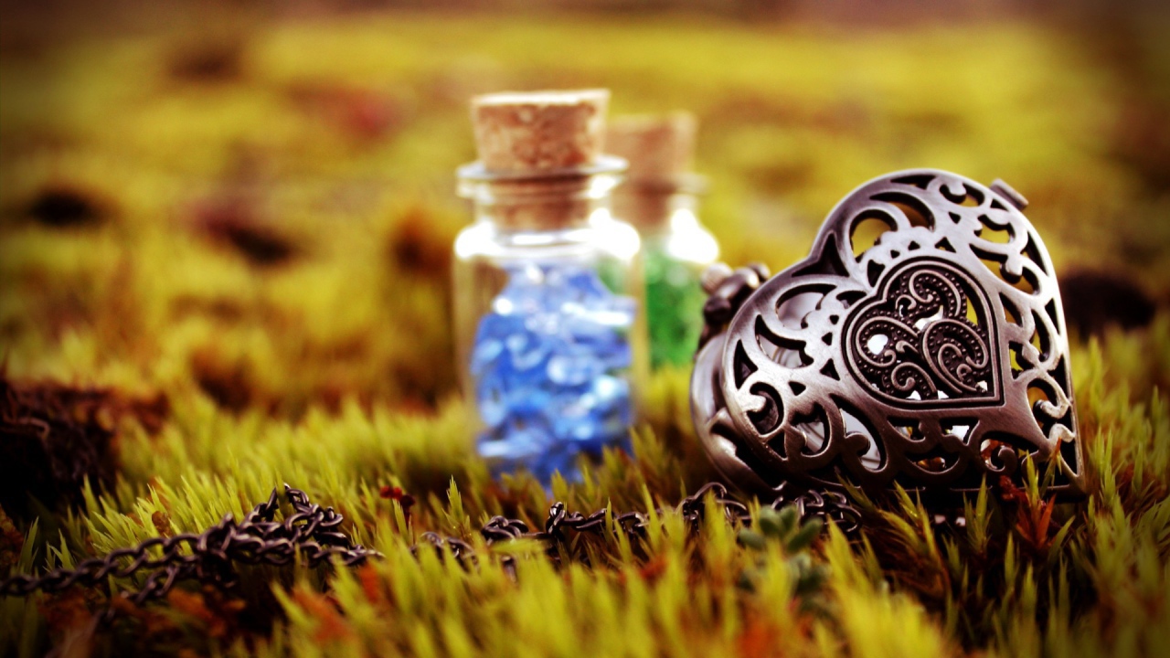 Декоративное сердце на траве