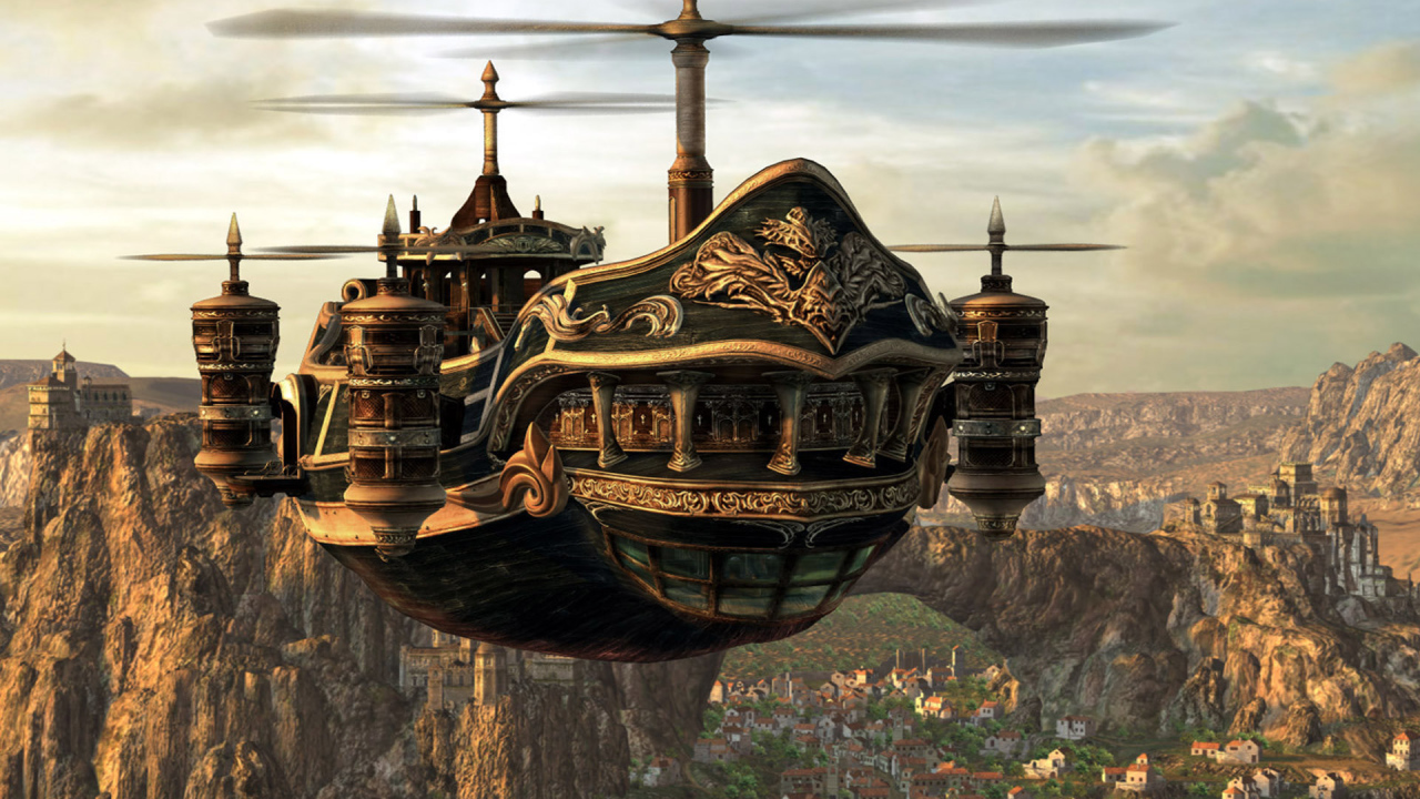 Летающий корабль стимпанк