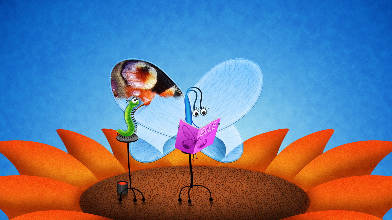 Гусеница раскрашивает бабочку