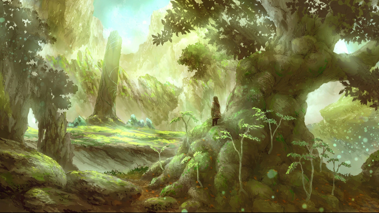 Девочка на большом дереве