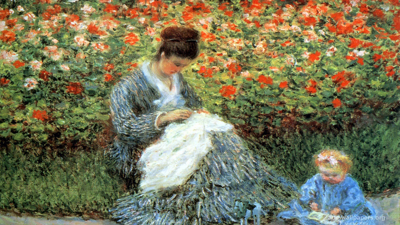 Картина Клода Моне - Женщина с ребенком