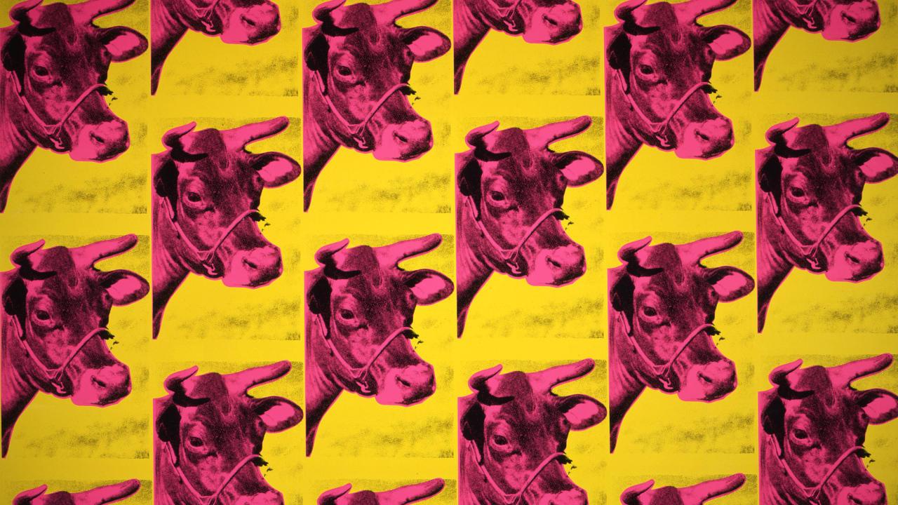 Картина Энди Уорхола красной коровы