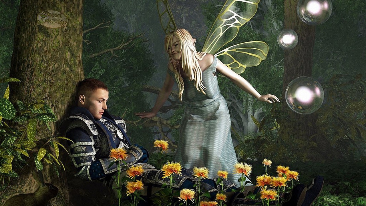 Фея около спящего человека