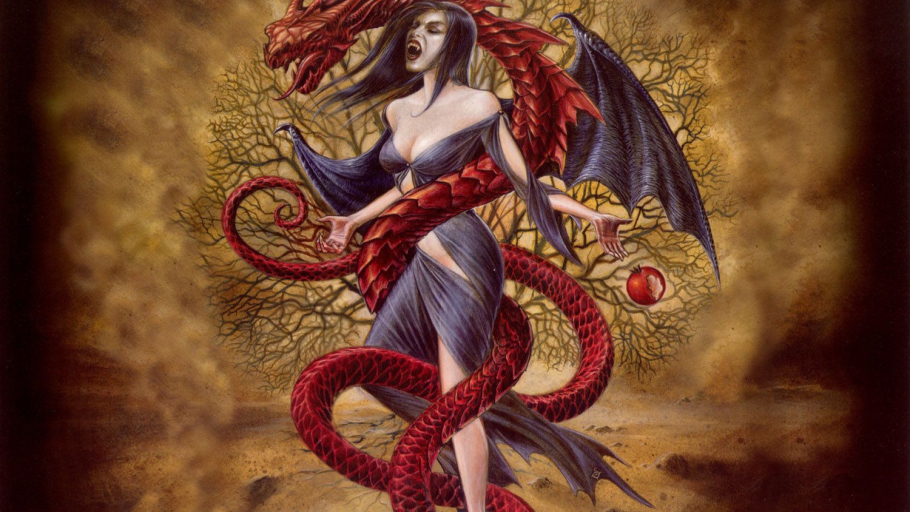 Дракон и женщина вампир