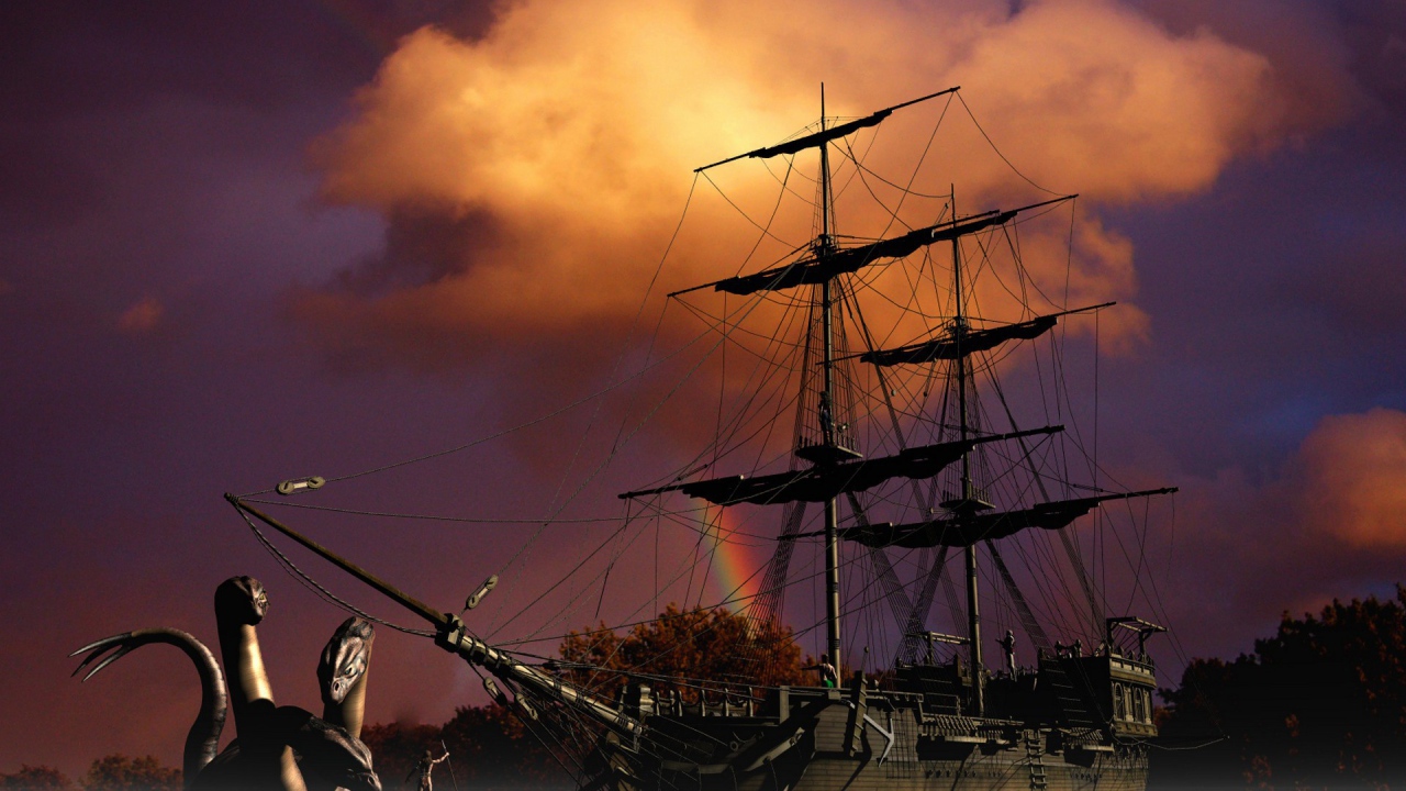 Корабль и морской змей