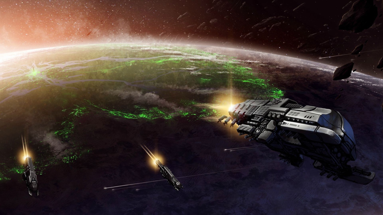 Космические корабли взлетают с планеты