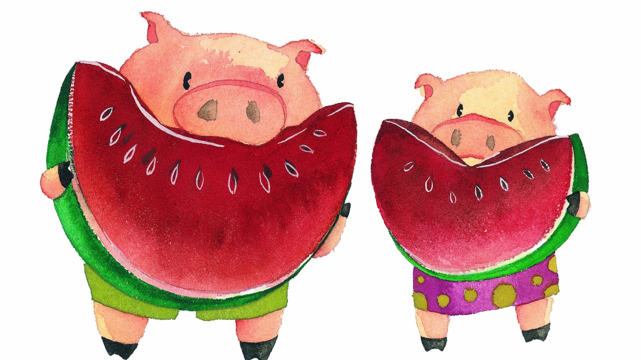 Поросята с арбузами