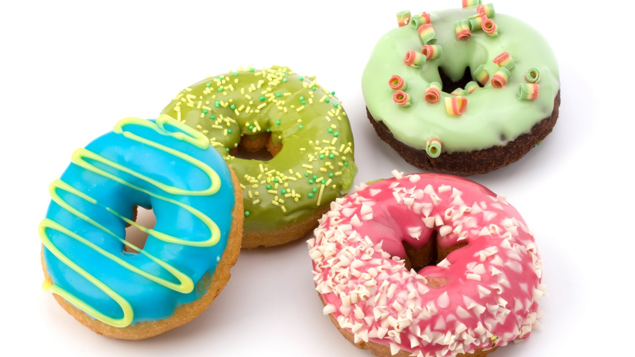 Разноцветные пончики