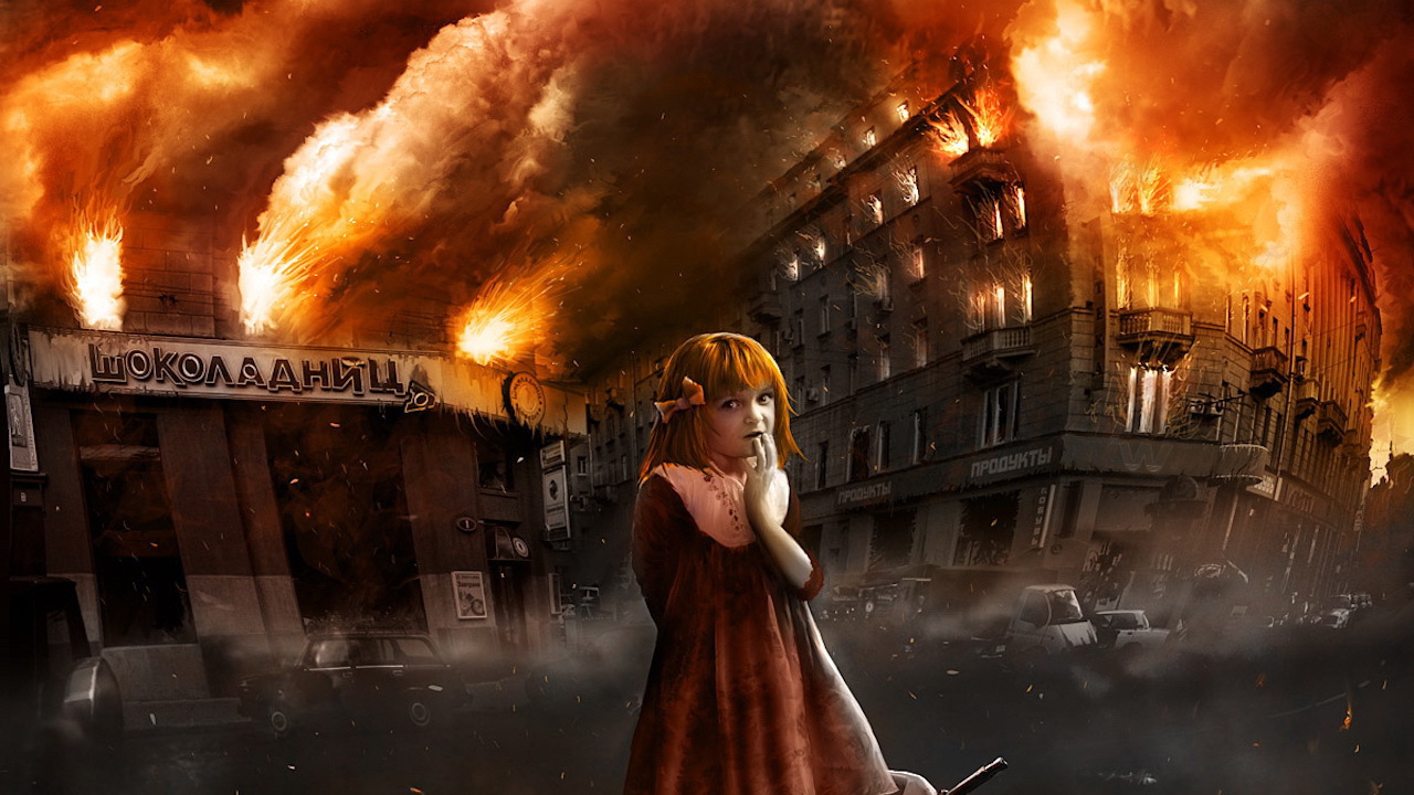 	   Girl with a canister of gasoline