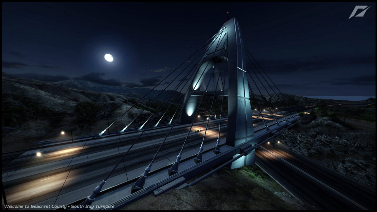 Скоростная дорога в лунную ночь