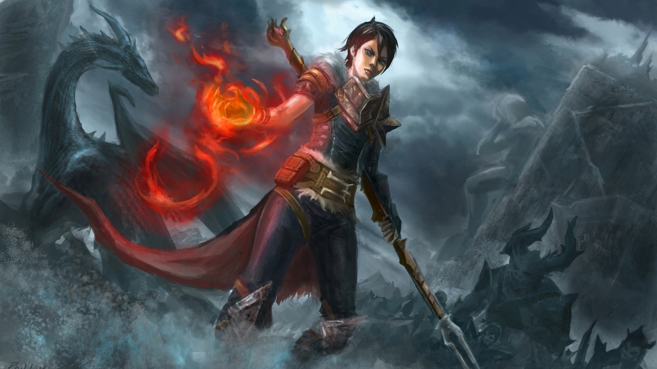 Девушка с огнем в руке