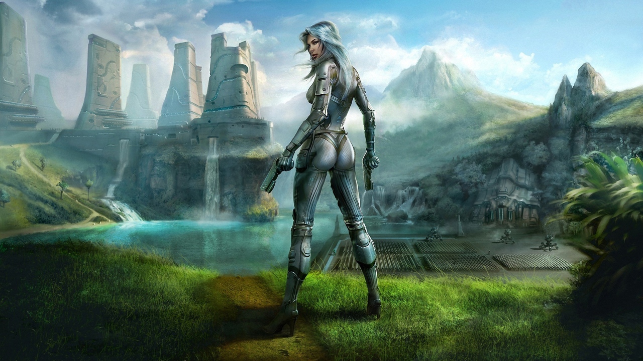 Восход Земли CG девушка