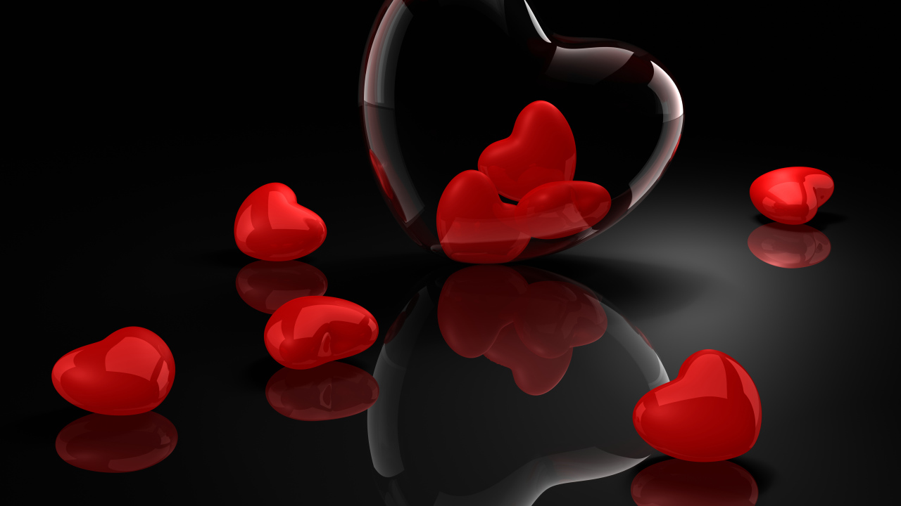 Отражение сердца на День Святого Валентина 14 февраля
