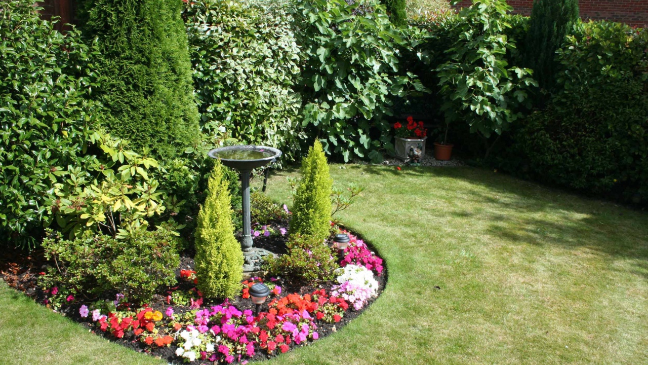 Красивая альпийская горка на газоне