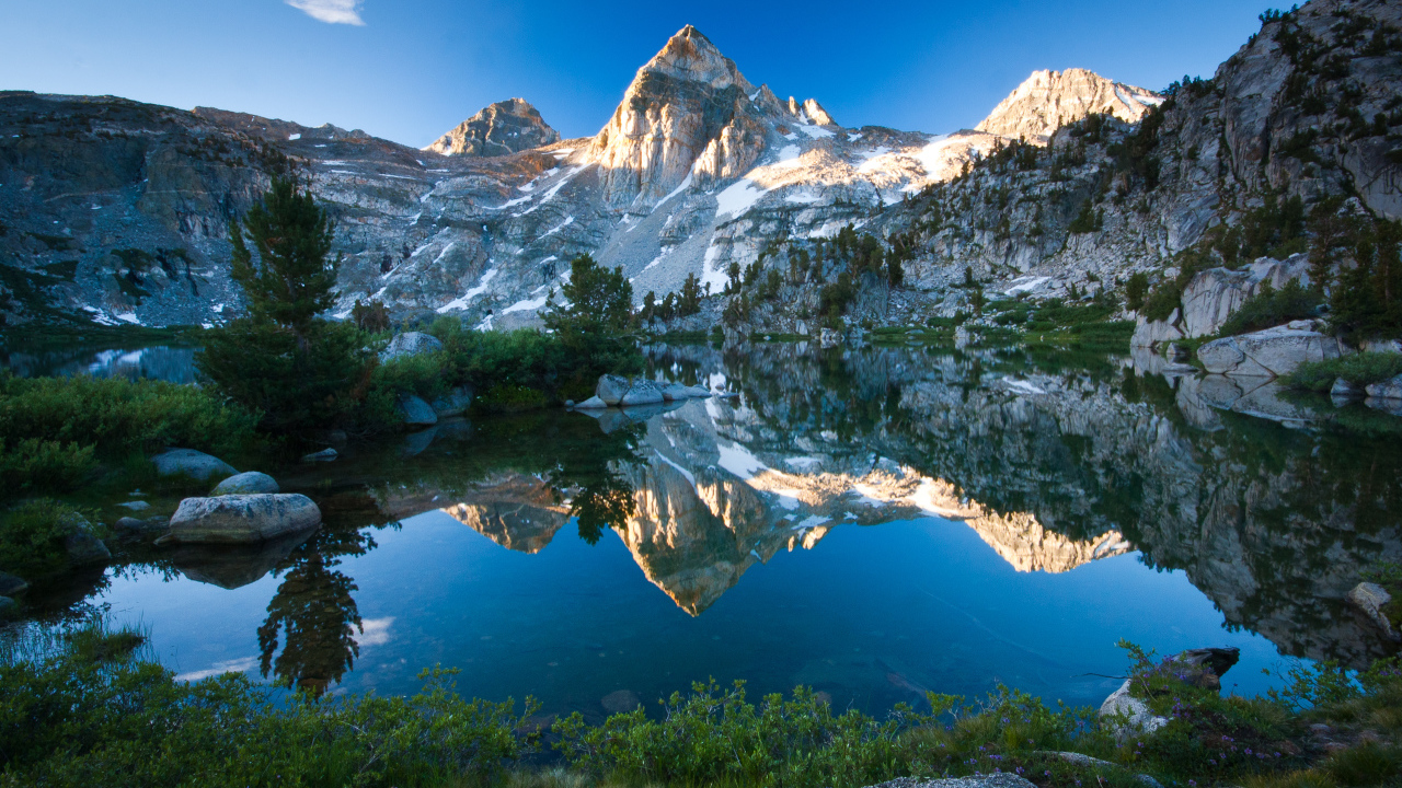 Mountains reflected in the lake water