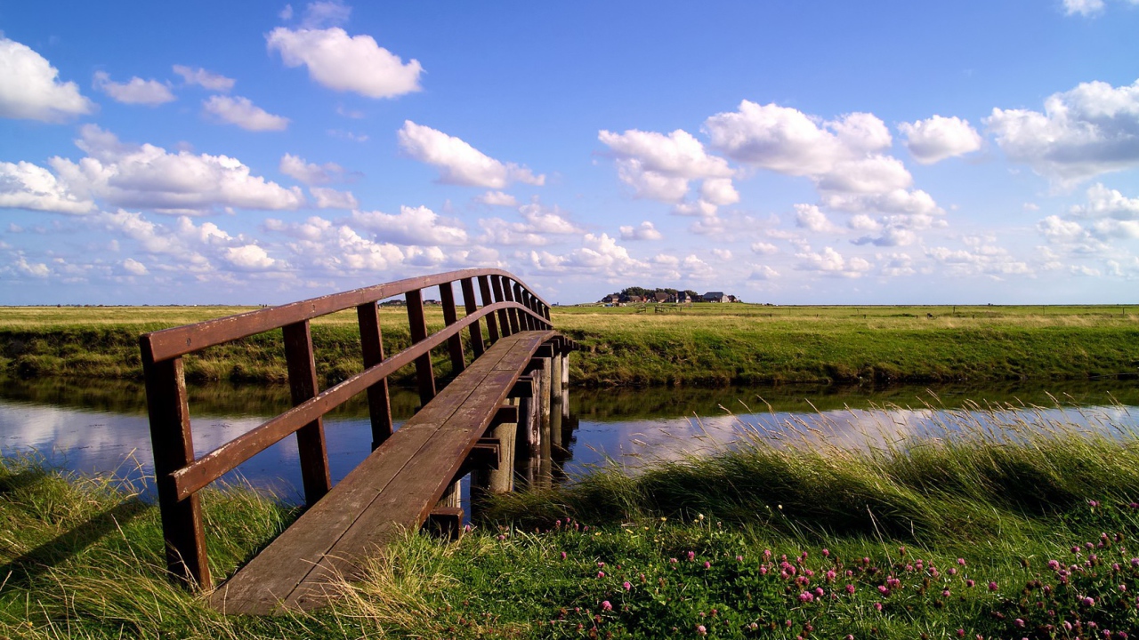 Деревянный мост через реку