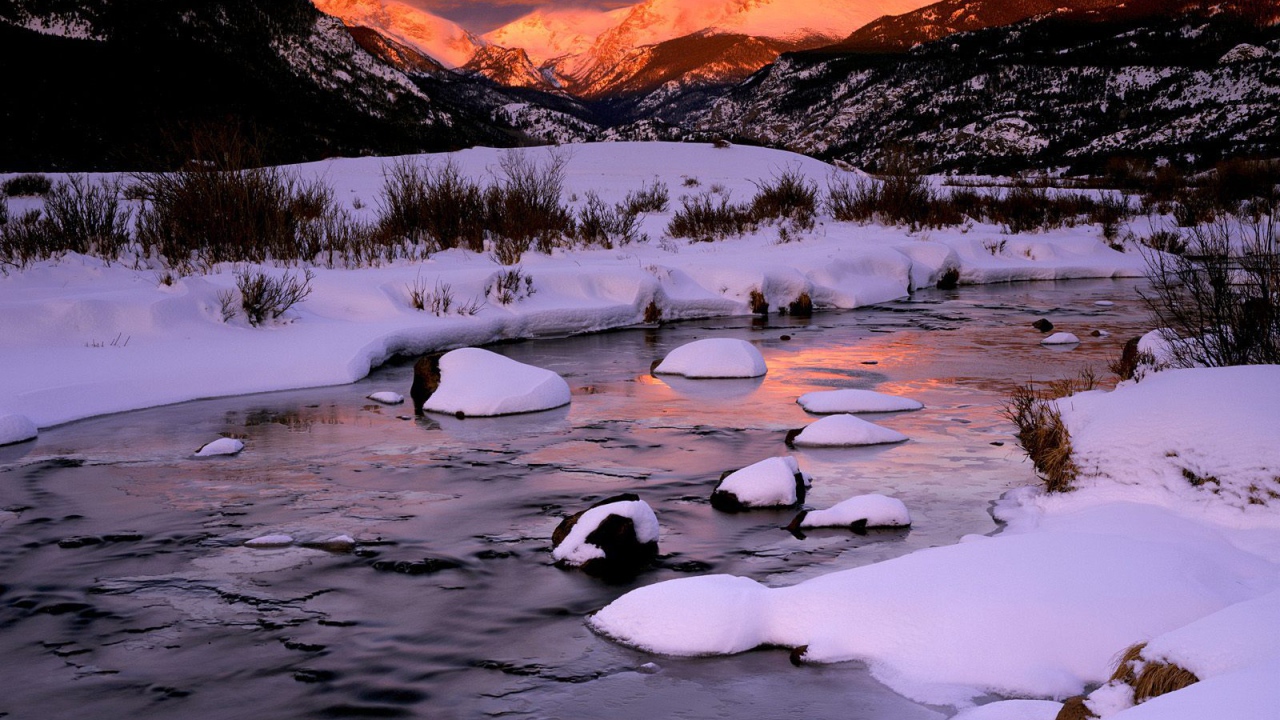 Снег на горной реке