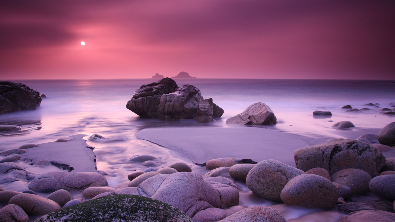 Pink sky over the sea