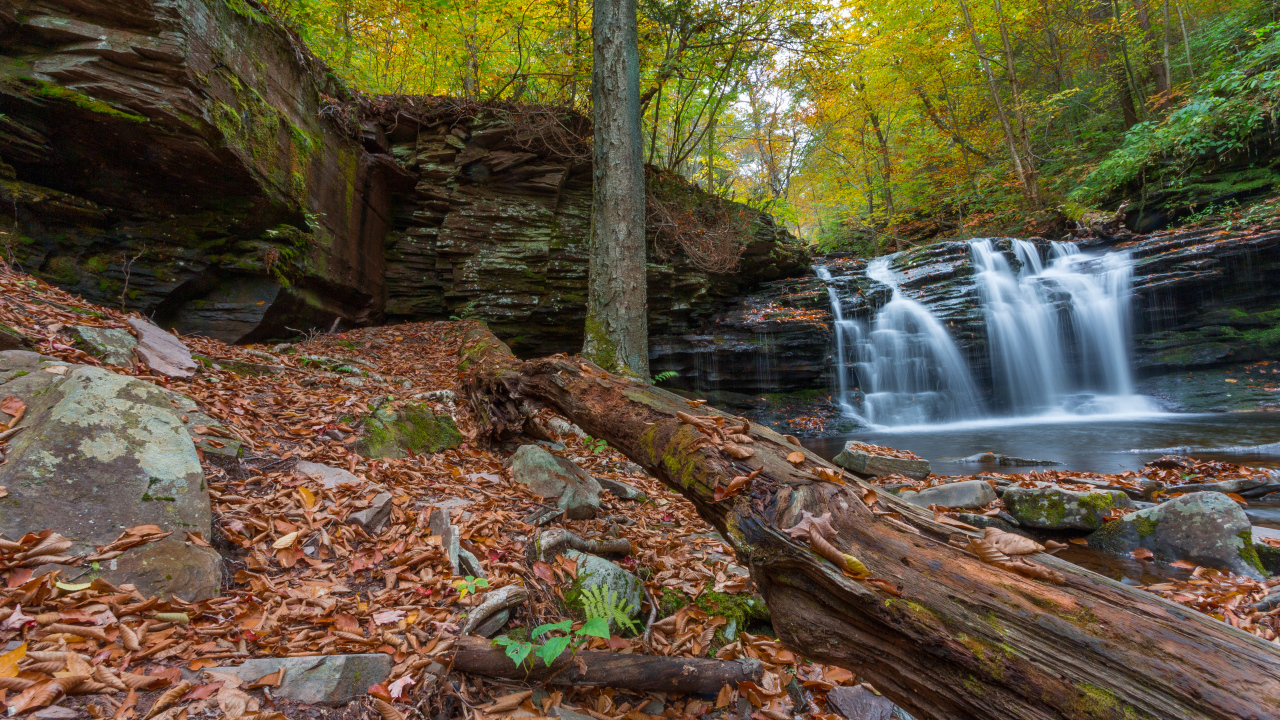 Скалы с водопадом