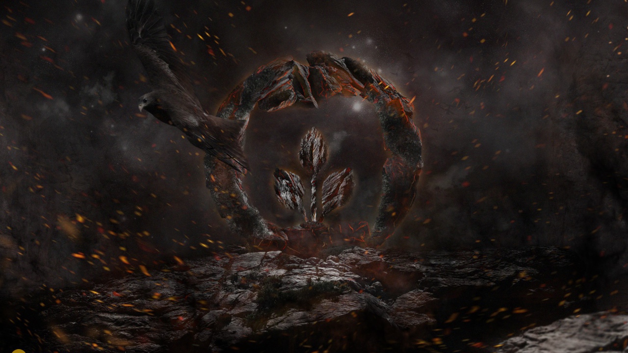 Каменный знак и птица