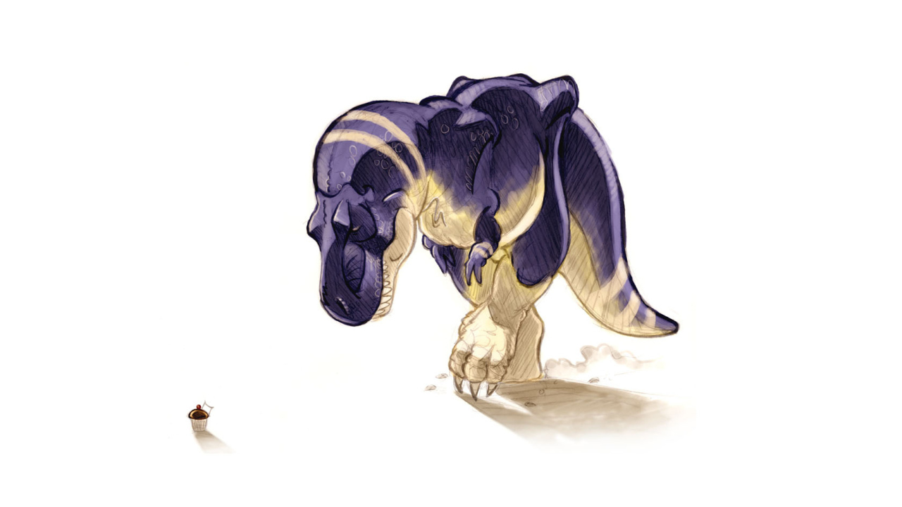 Динозавр у корзины