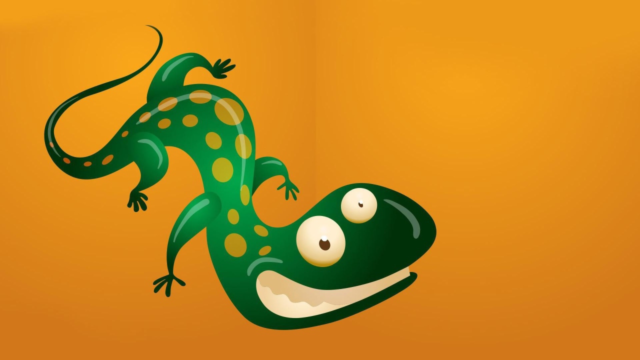 	   Lizard on orange background