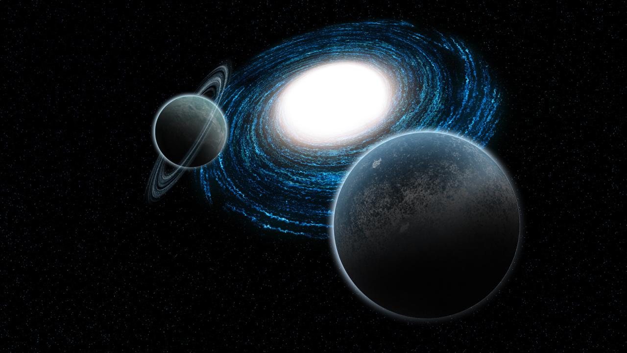 Спиральная галактика и планеты